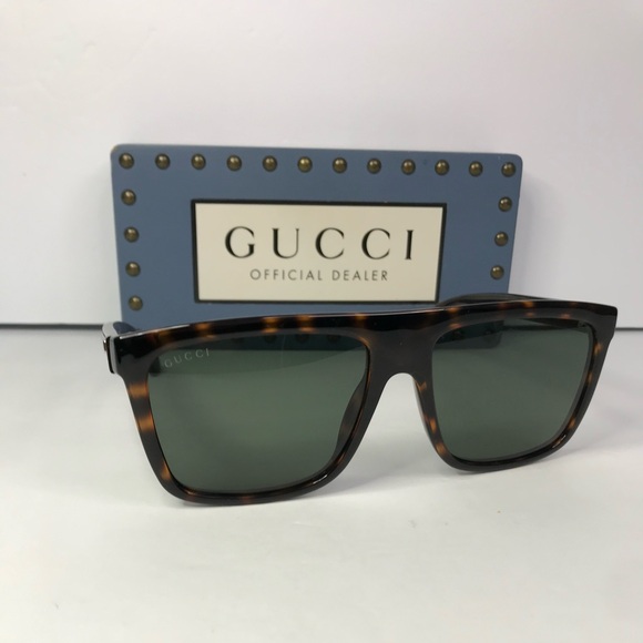 New Authentic GUCCI GG0748S 003 Tortoise Green Sunglasses - Picture 6 of 16